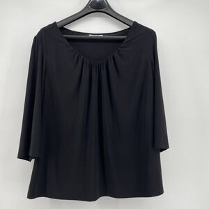 CATO Women's Tunic‎ Top Women's 18/20W Black Liquid Knit Stretch Pullover
